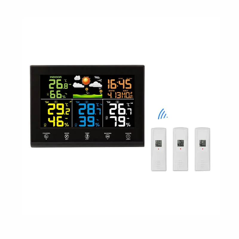 FT0852 RF weather station console with display and three outdoor sensors