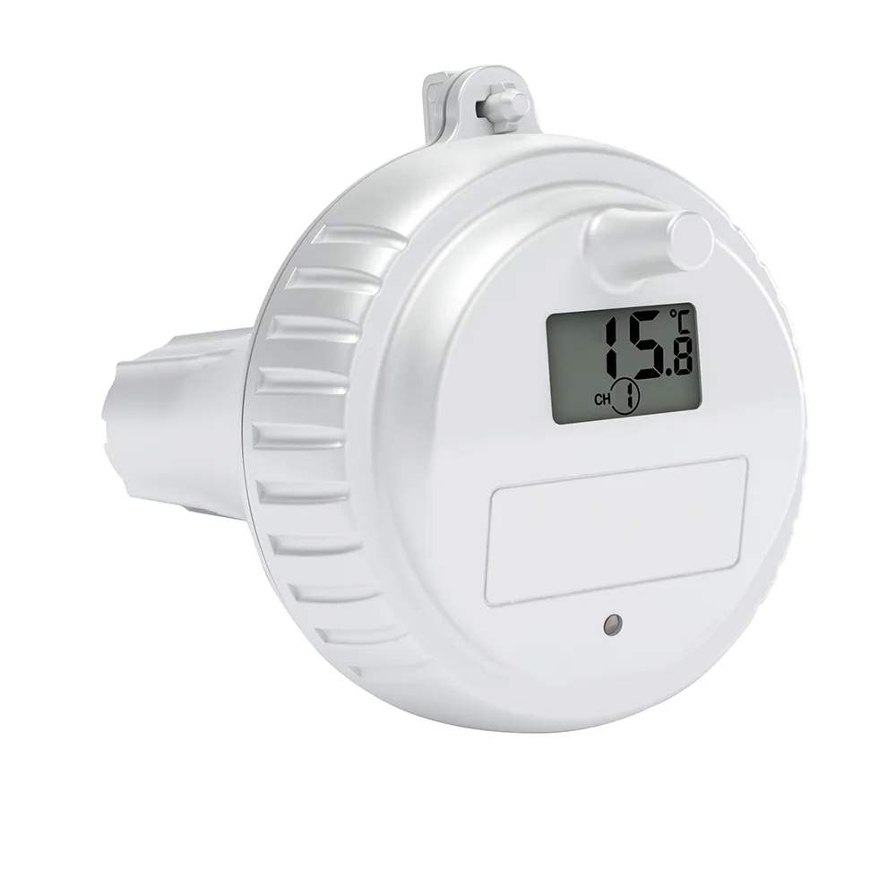 FT082T pool thermometer sensor with waterproof housing and four AAA battery compartment