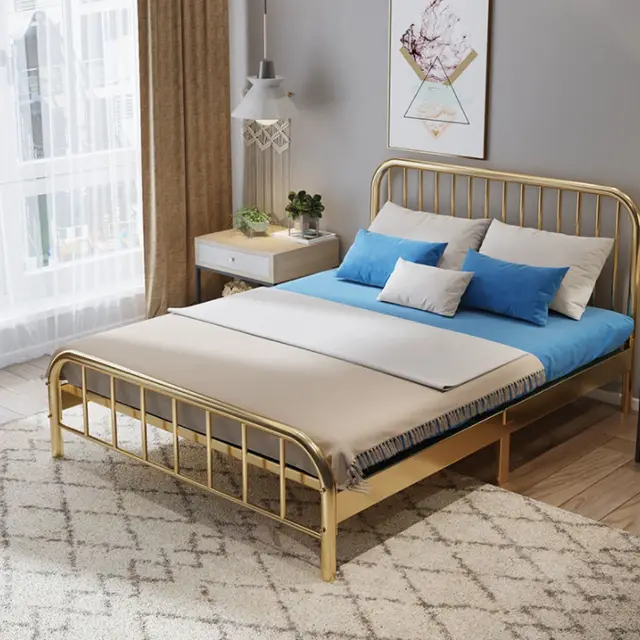 Iron Tube Metalbeds Bed Full Queen King Size Bedroom Home Furniture Factory Wholesale Sing