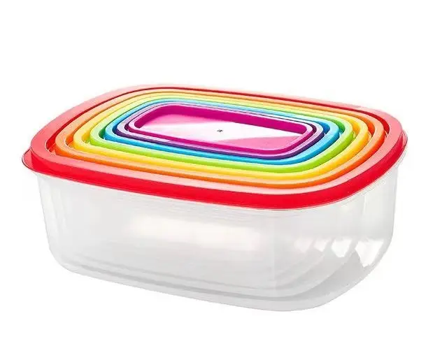 Kitchenwares Rainbow Rect food container set of 7