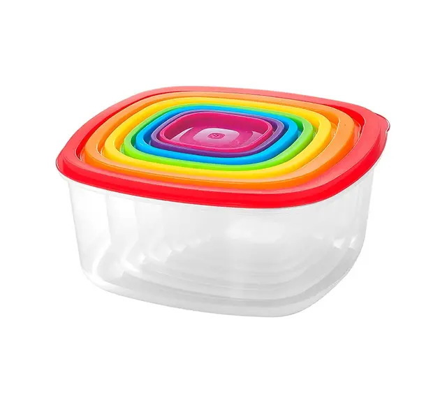 Kitchenwares Rainbow Square Food container Set of 7