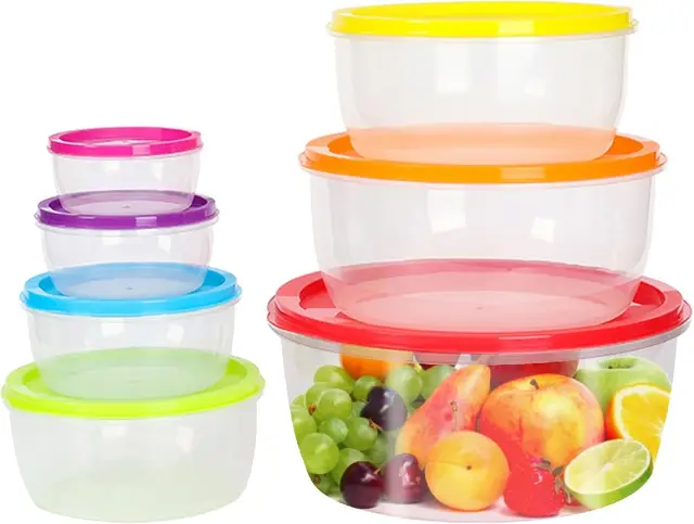 Kitchenwares Round food container set of 7, Rainbow