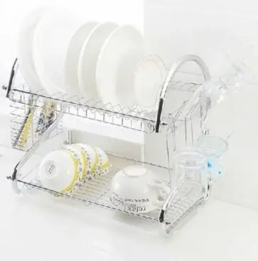 2 Tier Dish Cutlery Cup Drainer Rack Drip Tray — Kitchen Helper item WK0162 from Winifer