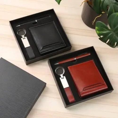 3-In-1 Gift Set With Metal Pen, Sleek Keychain And Compact Wallet For Global Professiona