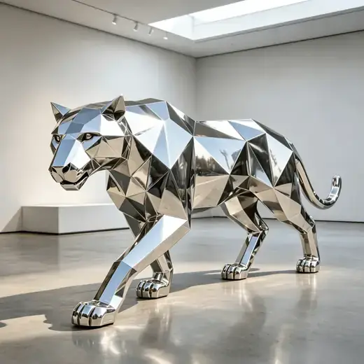 Stainless Steel Mirror Geometry Block Face Leopard Large Metal produced by Xinhengda Sculp