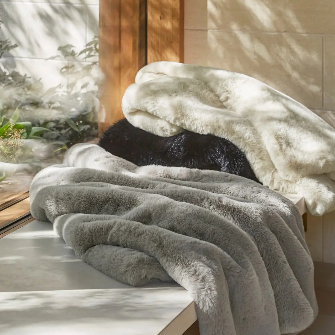 Classic Rabbit Faux Fur Throw view