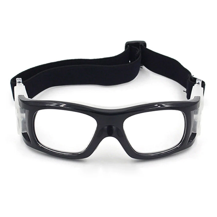 BK-L003 soccer sports protection goggle with black polycarbonate frame and clear anti-fog lens