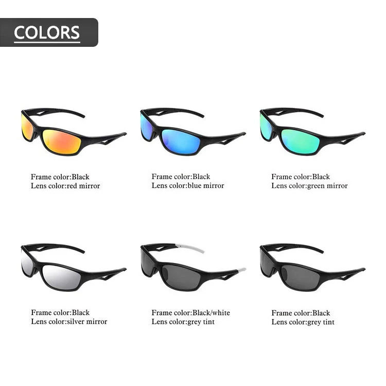 CL-J126 cycling glasses displayed with cleaning cloth, pouch, and EVA box