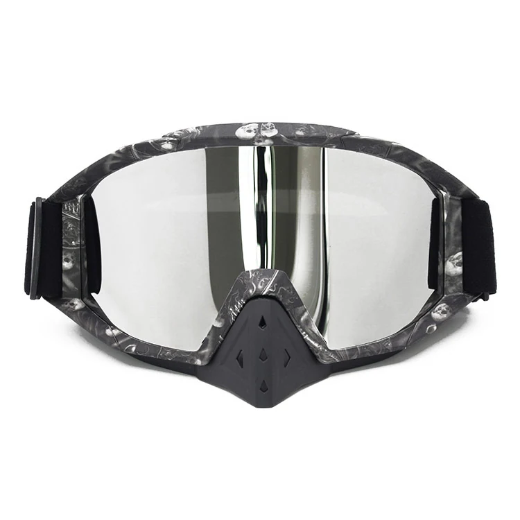 MT-J017N motorcycle goggle with removable nose guard and clear HD polycarbonate lens