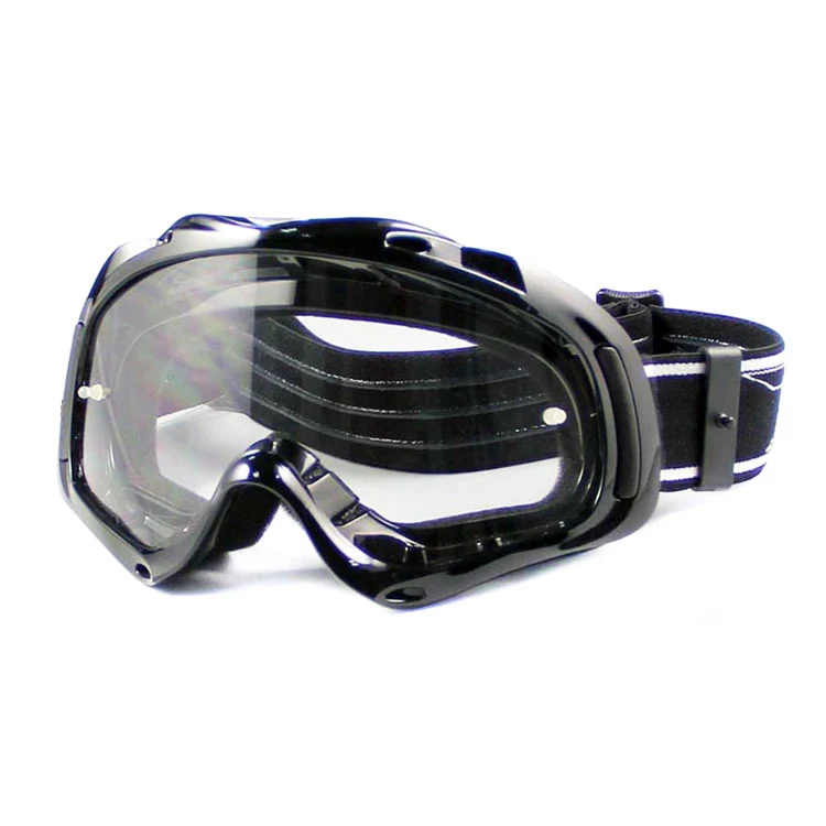MT-Y652 goggle displayed with three tear-off strips removed, showing the clean lens underneath