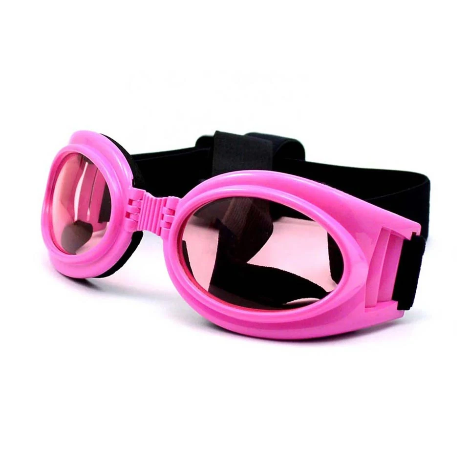 Folded PG-BP002 dog goggles demonstrating compact storage design
