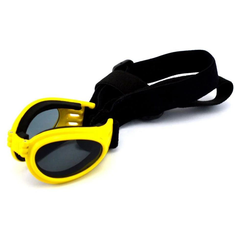 Front view of PG-BP004 dog goggles with folded frame for compact storage