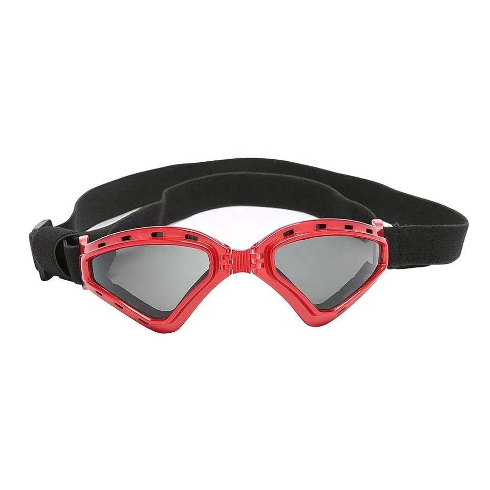Side view of PG-BP005 dog goggles showing adjustable head and chin straps