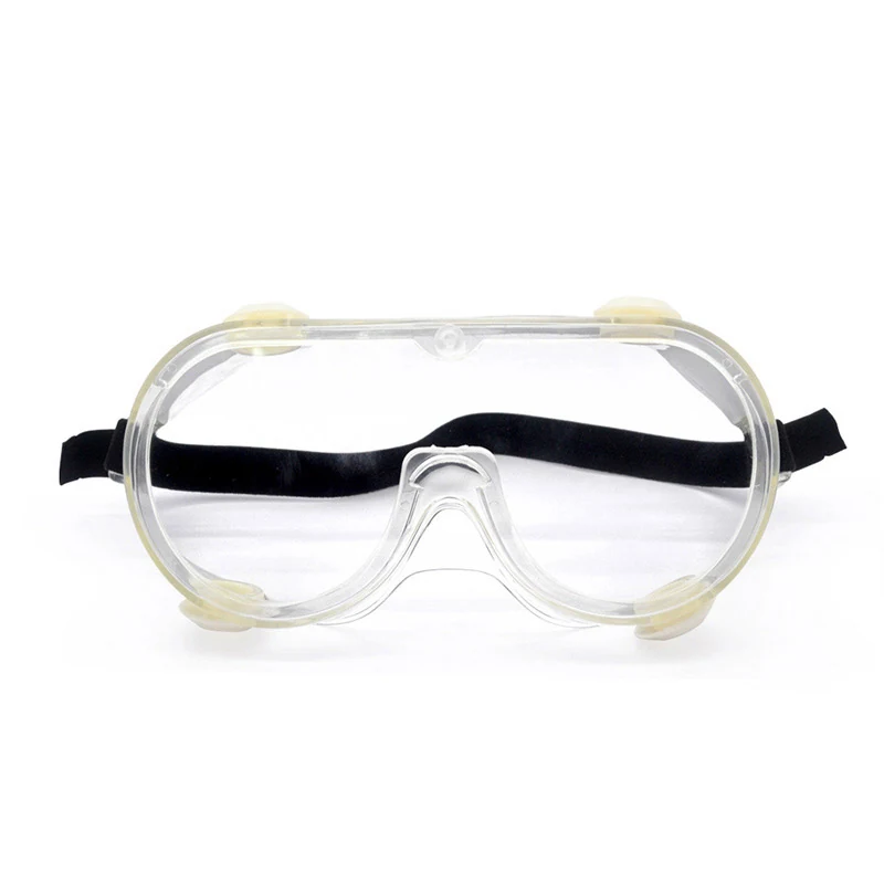 SG-JN002 chemical safety goggle with clear polycarbonate lens and black PVC frame