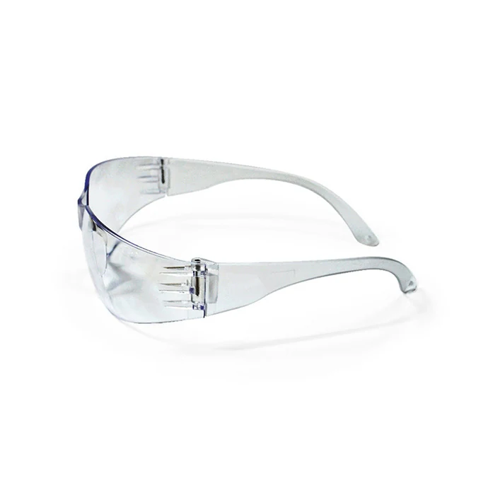 Side view of SG-JN106 safety glasses showing wraparound design and flat temples