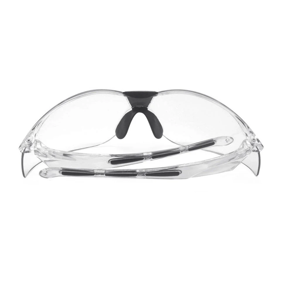 SG-JN119 safety glasses with yellow lens, showing the anti-fog coating and frame detail