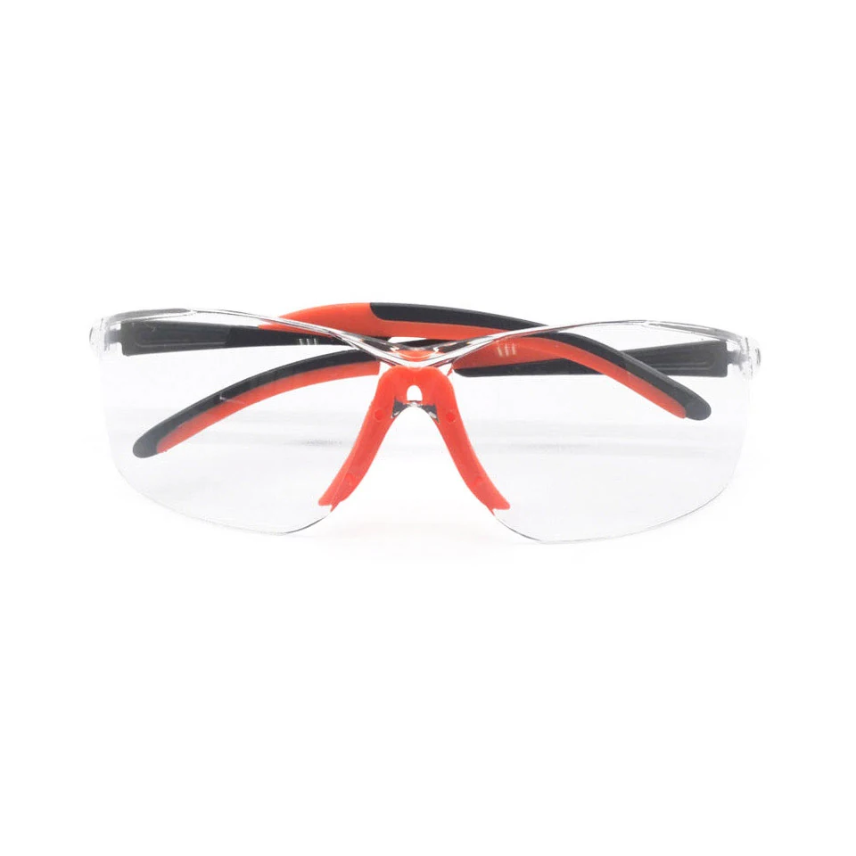 SG-JN145B safety glasses worn on a person's face, demonstrating fit and comfort