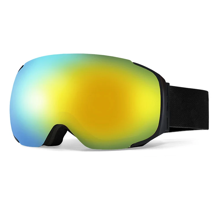 SK-J009M magnetic snowboard goggle with clear HD polycarbonate lens and black TPU frame
