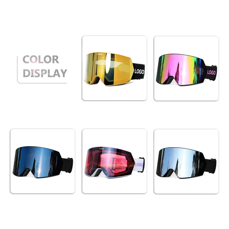 SK-J010M goggle fitted under a ski helmet with adjustable silicone-lined strap