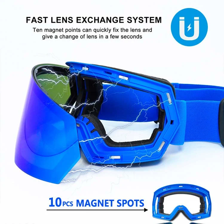 SK-J010M goggle shown with magnetic lens system in action, outer lens being removed