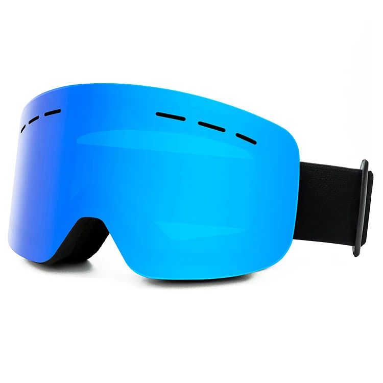 SK-J028 ski goggle shown with triple-layer face foam and adjustable silicone-lined strap