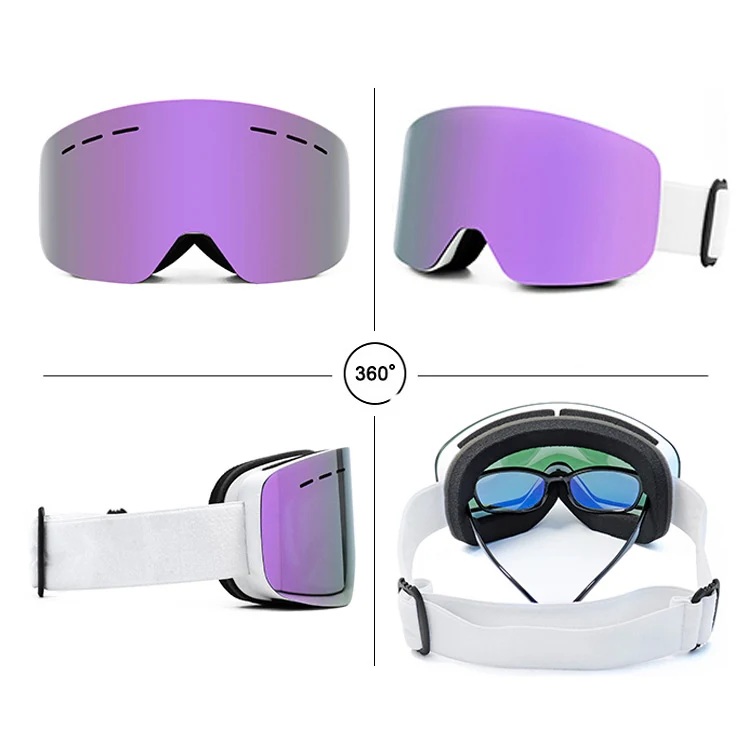 Front view of SK-J028 goggle with panoramic lens and anti-fog clarity