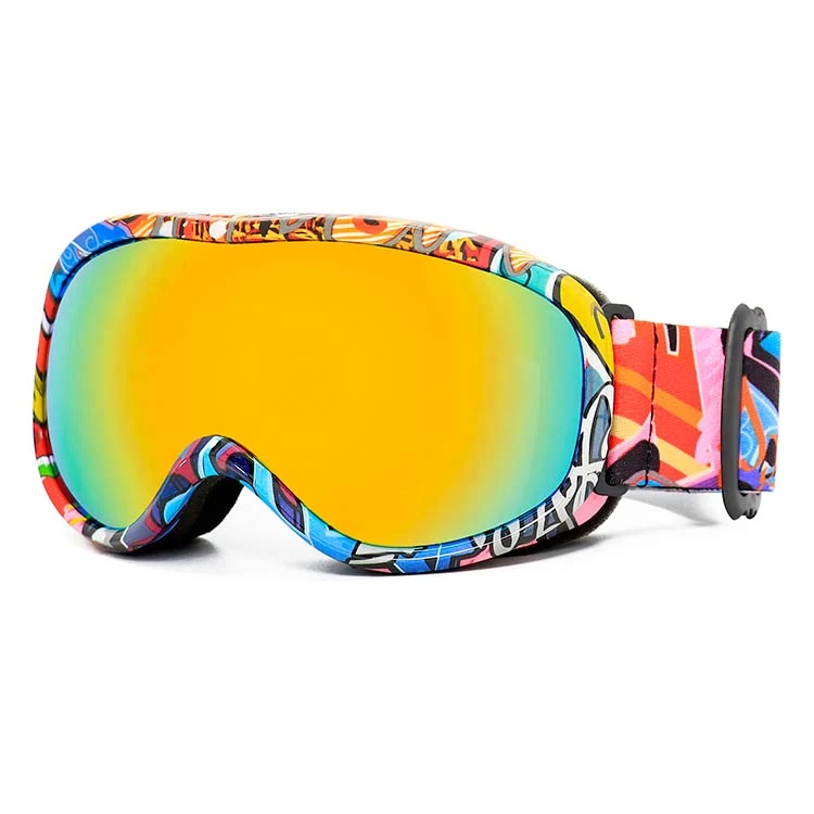 SK-J032 kids snowboard goggles with clear HD polycarbonate lens and black TPU frame