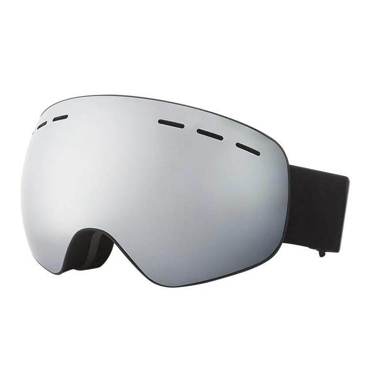 Side view of SK-J037 goggle showing triple-layer face foam and adjustable silicone-lined strap