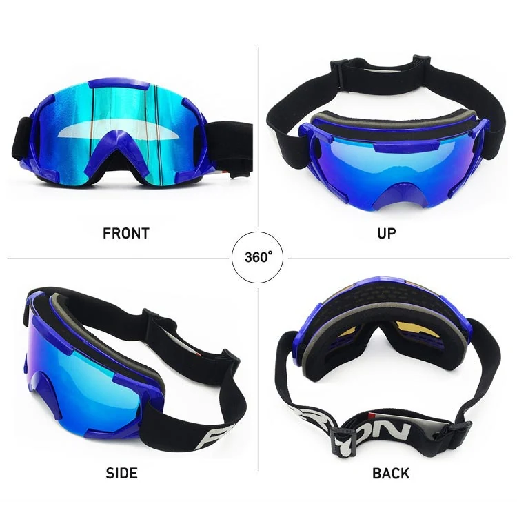 SK-Y629 goggle worn under a ski helmet, demonstrating helmet compatibility