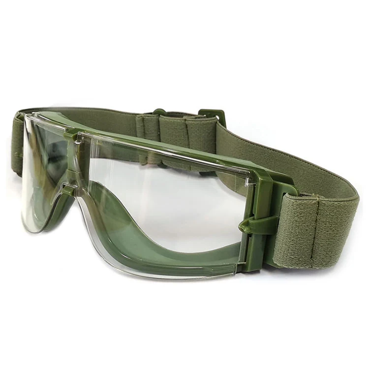 TA-J002 ballistic tactical goggle with clear polycarbonate lens and black TPU frame