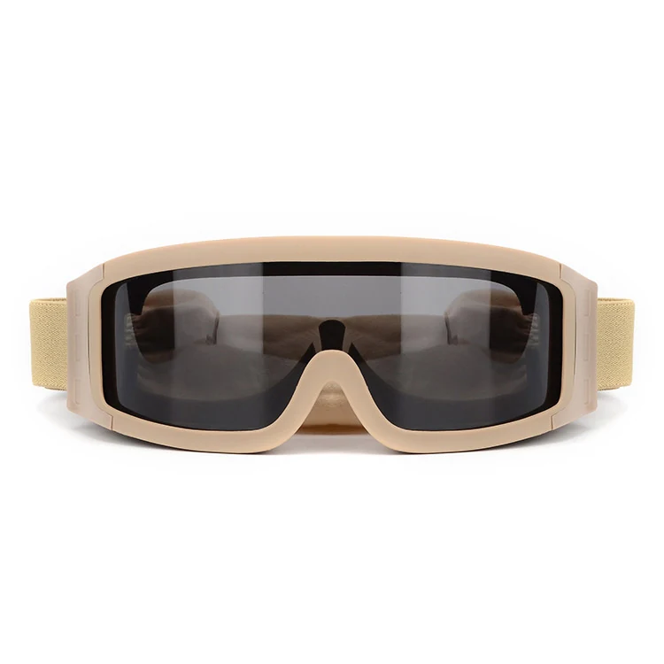 TA-J027 goggle shown with clear, smoke, and amber interchangeable lenses