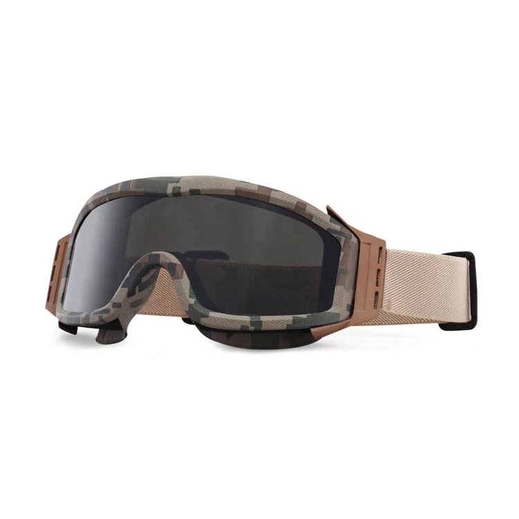 TA-RK003 camouflage tactical goggle with clear polycarbonate lens and black TPU frame
