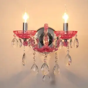 Pink Candle Crystal Wall Light